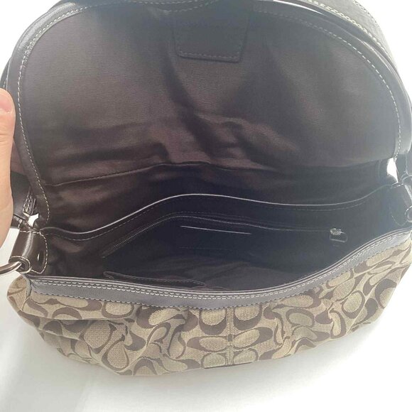 Coach Soho Signature Brown Jacquard & Leather Buckle Flap Shoulder Bag - Picture 11 of 14